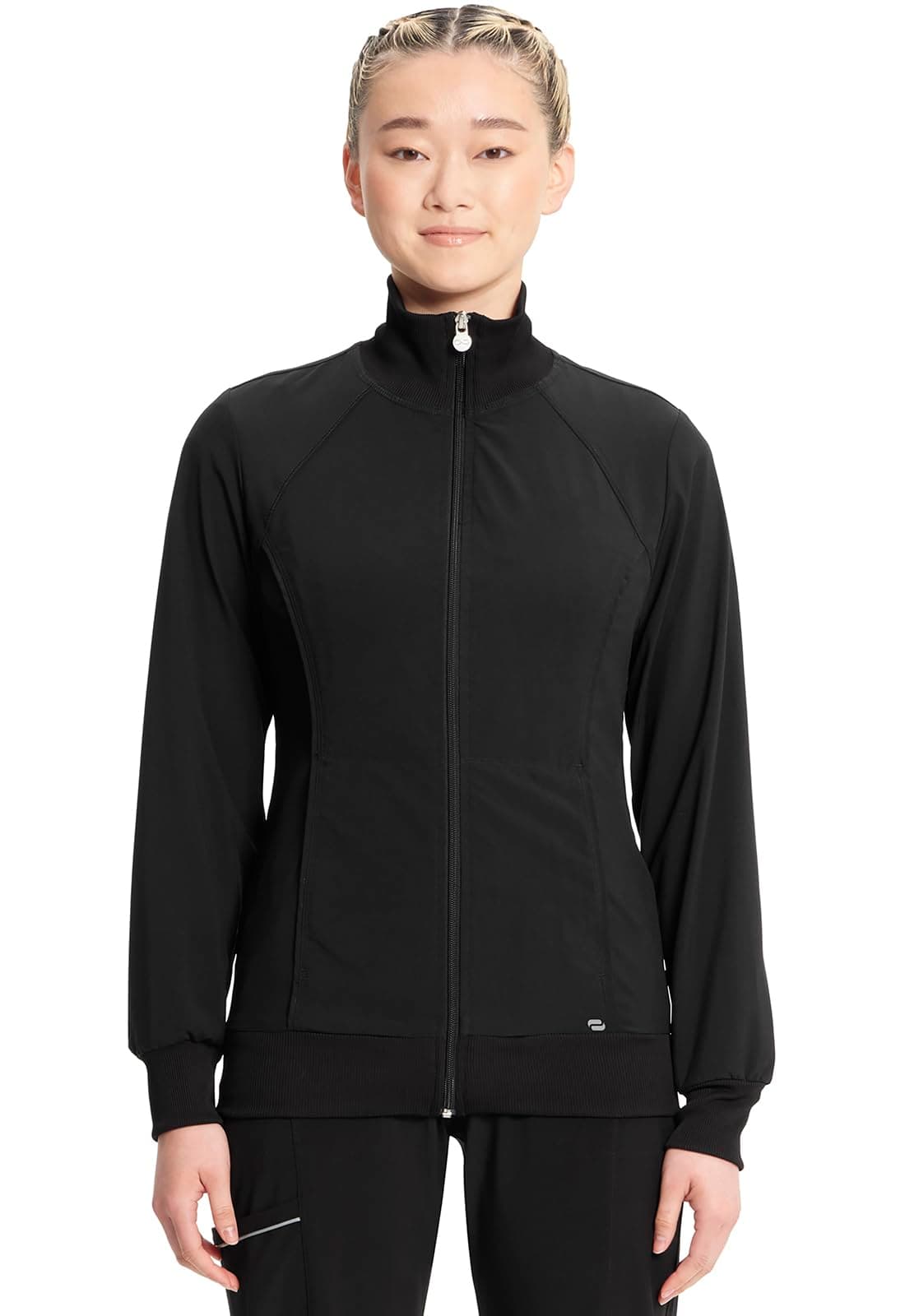 Cherokee Infinity Scrub Jacket for Women Zip Front Contemporary Fit Black M